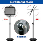 6-Packs Sign Holder Stand for Display 8.5x11 Inch - Adjustable Floor Standing Sign Holder - Pedestal Poster Stand with Vertical & Horizontal View, Indoor/Outdoor Business & Store Signage(Black)
