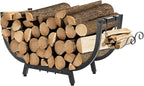 30“ Firewood Rack Outdoor and Indoor, Compact Firewood log Storage & Holder, Stable Log Holder with Reinforced Steel Frame, Waterproof Rustproof Wood Pile Storage Rack for Fireplaces/Camping.