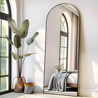 TinyTimes 70''x26'' Full Length Mirror, Large Arched Floor Mirror with Stand, Oversized Wall Mirror, Full Body Mirrors Standing Leaning for Living Room, Bedroom (Black)