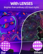 50W LED Black Lights IP66 Waterproof Black Light Outdoor with 5.9ft Plug+Switch, Flood Blacklight for Halloween Glow in The Dark Party Stage Light Neon Glow Birthday 4 Pack