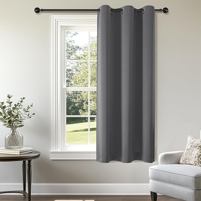 ChrisDowa Blackout Curtains 54 inches Long for Bedroom - Grommet Thermal Insulated Room Darkening Curtains for Living Room (1 Panel, Grey, 38 x 54 Inch)