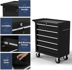 5-Drawer Tool Chest,Rolling Tool Cart with Wheels,High Capacity Tool Cabinet with Locking System for Garage, Warehouse, Workshop-Black