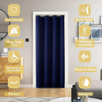 ChrisDowa Blackout Door Curtains for Doorway Privacy, Grommet Closet Curtains for Bedroom Closet Door, Thermal Insulated Doorway Cover Room Divider Drapes (1 Panel, Navy Blue, 52 x 80 Inch)