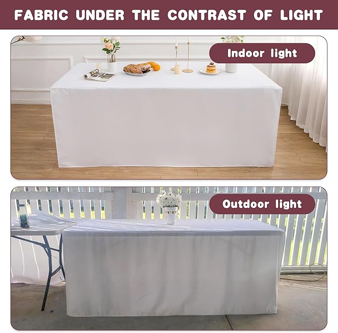 HolidayIdeas Fitted Table Clothes, 6 Pack - 48 x 24 Inch - White Rectangle Tablecloths for 4 Foot Tables, Polyester Fabric Tablecloth for Folding Table, Parties, Holiday Dinner, Wedding, Trade Show