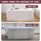 HolidayIdeas White Tablecloths for Rectangle 8 Foot Tables- 96 x 30 Inch - 4 Pack Fitted Tablecloths Polyester Fabric Table Cover for Parties, Wedding, Trade Show