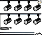 H Type LED Track Lighting Heads Kit, 8 Heads 20W 2700lm High Brightness Track Lighting System with 9.8ft (4.92 * 2) Track Rail, 3000K Warm White Adjustable Angled Track Light