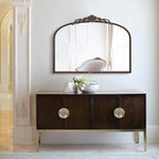 Micasso Bronze Vintage Wall Mirror: 24"x 32" French Baroque Antique Arched Wall Mounted Mirror - Traditional Ornate Decorative Entryway Mirror for Home Decor/Entryway/Fireplace/Living Room/Hallway