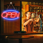 22" X 11" Led Neon Open Signs for Business, Large Open Signs, Plug In Electric Light Up with ON/OFF Switch, Ultra Bright Open Sign for Bar Salon Coffee Stores Club Hotel (Oval)