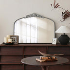 Micasso Vintage Baroque Silver Mirror: 29" x 36" French Vintage Mirror - Traditional Ornate Decorative Arched Mirrors for Wall/Bathroom/Entryway/Fireplace/Hallway - Home Decor for Living Room