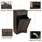 13 Gallons Tilt Out Trash Cabinet Freestanding Kitchen Trash Bin Cabinet Wood Garbage Recycling Cabinet with Hideaway Drawer Pet Proof Trash Can Holder for Kitchen Living Room, Rustic Brown