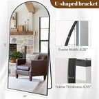 Koonmi 35"x78" Arched Full Length Mirror, Black Large Floor Mirror with Aluminum Alloy Frame Standing Hanging or Leaning Wall-Mounted Mirror for Living Room and Bedroom
