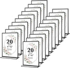 20 Pack Acrylic Sign Holders 4x6 Inch, Double Sided Vertical Stand Clear Picture Frames, Wedding Table Numbers Frames for Party, Restaurant Signs and Office Photos