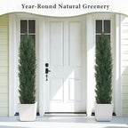 THE BLOOM TIMES 6ft Large Topiary Trees Artificial Outdoor Set of 2, UV Resistant Faux Cedar Pine Cypress Bushes & Shrubs, Fake Plants for Front Porch Outside Planter Patio Decor 6 Foot Tall