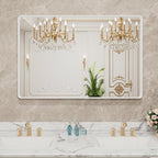 LOAAO 48x36 Inch White Metal Framed Bathroom Mirror for Wall, White Bathroom Vanity Mirror Farmhouse, Large Rounded Rectangle Mirror, Anti-Rust, Tempered Glass, Hangs Horizontally or Vertically