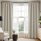 PONY DANCE Cream Blackout Curtains 80 inches Long 2 Panels Set for Bedroom, Thermal Insulating Privacy Curtains & Drapes for Doorway Temporary Door Alternative Accordion Door, W 42 x L 80