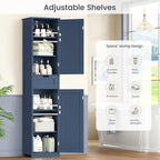 Iwell 67" Tall Bathroom Cabinet, Storage Cabinet with 2 Doors & 1 Drawer, Bathroom Storage Cabinets with Adjustable Shelves, for Living Room, Laundry Room, Home Office, Blue