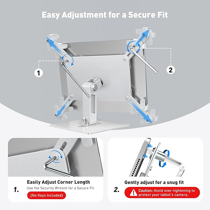 AboveTEK Universal Tablet Wall Mount, Anti-Theft iPad Mount with Locking Enclosure for 9.7"-13" Screen, Heavy-Duty Aluminum Kiosk for Business POS Display, Adjustable 360° Swivel & Tilt VESA Mount