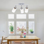 3-Light Track Lighting Kit Ceiling Kitchen Track Lighting Fixtures Chrome Bathroom Vanity Wall Lights with Clear Glass Multi-Directional Rotating Tracking Light Heads Spotlight for Accent Shop