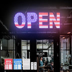 LED Open Signs for Business, 30"L x 10"W Inch Large Led Open Sign with 3 Scene Modes, Ultra Bright Adjustable Light Up Open Sign Led for Storefront Window Glass Door Shop Store Bar Salon Cafes Restaurant (US Flag Design)