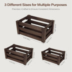 Set of 3 Rustic Wooden Nesting Crates – Farmhouse Decorative Storage Boxes for Shelves, Countertops & Tabletop Display (L/M/S)