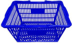 Stackable Plastic Shopping Baskets, Red and Blue, Easy-Grip Handles for Grocery, Retail, Liquor Stores, Home Use (6-pack, Blue)