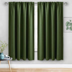 JIUZHEN Christmas Blackout Curtains for Bedroom - 60 Inch Wide Thermal Insulated Room Darkening Privacy Soundproof Curtains for Living Room, Set of 2 Panels with Tiebacks, 60 x 63 inches, Olive Green