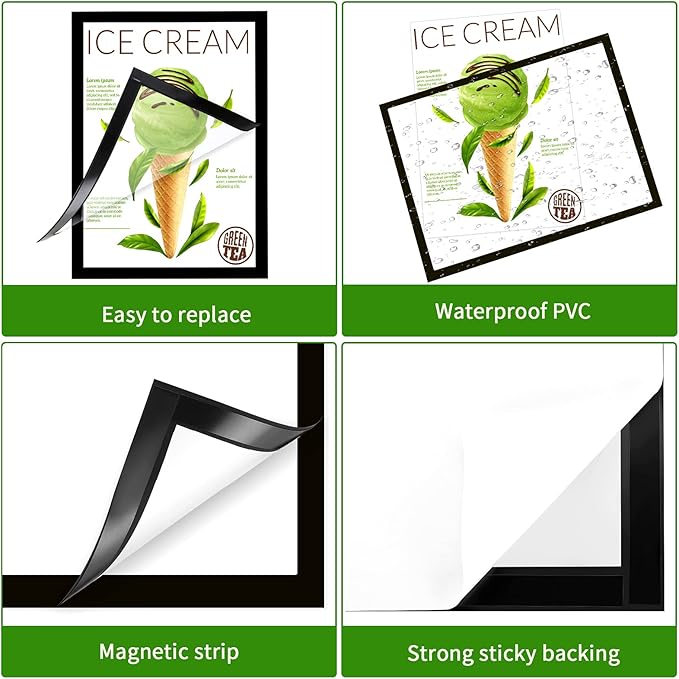 Marspark 12 Pieces 8 x 11.5 Inch Magnetic Sign Holder Magnetic Display Frame Self Adhesive Display Double Sided Picture Frames A4 Notice Window Sign Holder for Refrigerator Office Door Glass