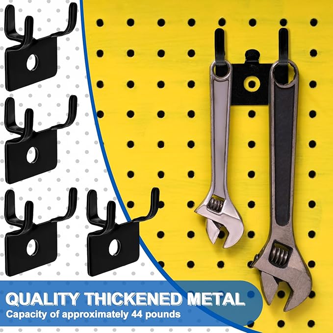 Tandefio 25 Pcs Pegboard Hooks Metal Prong Hook Peg Board for Hanging Hangers for Wall Picture Jewelry Display Tool (Black)