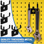Tandefio 25 Pcs Pegboard Hooks Metal Prong Hook Peg Board for Hanging Hangers for Wall Picture Jewelry Display Tool (Black)