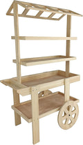 FixtureDisplays® Flower Cart Vending Cart Farmers Market County Fair Wagon Wood Stall Stand Rolling Shelf Retail Booth Kiosk 42.0" Long x 68" Tall x 25.0" Wide 19402
