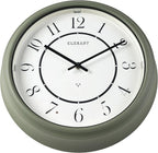 CLXEAST 14" LED Illuminated in/Outdoor Atomic Analog Wall Clock with Night Light,Coastal Beach Nautical Wall Clocks for Living Room Decor, Olive Sage Green Decor