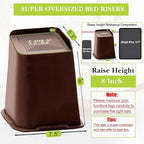 Bed Risers 1 inch, 2 inch, 3 inch, 4 inch, 6 inch, 8 inch Heavy Duty, Oversized Furniture Riser for Couch Sofa Table Chair Leg Frame Dorm, Support up to 6000 Lbs (Chocolat Brown 4 Pack, 8 inch)