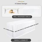 HolidayIdeas Fitted Rectangle Table Cloths 8ft Table Covers for Vendor Booth Display, Banquet, Wedding, Parties,30x96 Inch, White, 6 Pcs