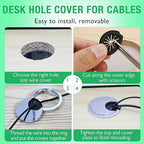 1 Pcs Desk Grommet 2-1/16" / 53 mm, Desk Cord Hole Cover, Cable Grommet Metal Zinc Alloy Materilal, Desk Hole Grommet for Home & Office Pc, Detachable Cable Cord Organizer-Bright Silver