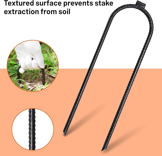 Extra-Large Heavy Rebar Trampoline Wind Stakes with Flat Welded Head,12’’x3’’x0.32’’ Trampoline Stake, Ground Anchor for Securing Trampoline, Tents, Fences, Tarps, Garden Cloth, Hoses (16)