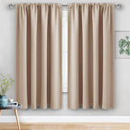 JIUZHEN Blackout Curtains for Bedroom - 70 x 63 Inch Extra Wide Privacy Assured Thermal Insulated Room Darkening Sliding Door Curtains for Living Room, Set of 2 Panels with Tiebacks, Beige