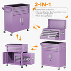 INTERGREAT Tool Chest, Assembled 8-Drawers Rolling Tool Chest with Wheels, Detachable Top Tool Box, Tool Cabinet for Repair Room,Warehouse, Rolling Tool Box with Hooks,Tray Divider,Liners(Purple)