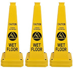 OrangeStar 6-Pack 28" Wet Floor Caution Cones, Yellow 4-Sided Bilingual Warning Message Safety Traffic Cones with Heavy Rubber Base for Indoor/Outdoor Use