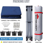MASTERCANOPY Durable Pop-up Canopy Tent with 1 Sidewall (8'x8',Navy Blue)