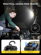 Smiling Shark Working Lights, 7500mAh Rechargeable LED Work Light 4000 Lumen 18 Light Mode Portable Magnetic Waterproof Drop Resistant Cordless Worklight Job Site Lighting for Garage Repair Camping