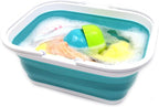 SAMMART 15.5L (4.1 Gallon) Collapsible Tub with Handle - Portable Outdoor Picnic Basket/Crate - Foldable Shopping Bag - Space Saving Storage Container (Bright Blue)