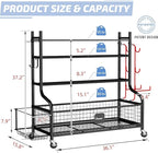 PLKOW Dumbbell Rack, Weight Rack for Dumbbells, Home Gym Storage for Dumbbells Kettlebells Yoga Mat and Balls, All in One Workout Storage with Wheels and Hooks, Powder Coated Finish Steel
