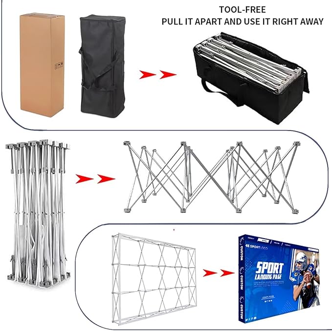 Custom Pop Up Display Trade Show Backdrop with Stand 7.5 x 12.5 FT Large Tension Fabric Backdrop Display Portable Tradeshow Booth Display Banner for Business,Campuses, Weddings, Corporate