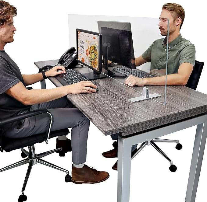 OBEX Acrylic Free Standing Screen, Divider for Desk Privacy Home & Office Partitions for Table Top Workstation, Portable Cubicle Panel for Work, 12" x 72", Clear