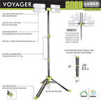 PowerSmith Voyager PVLR8000A-C 8000 Lumen Collapsible Cordless Tripod LED Work Light. BARE Light Only. 3-Way Power. AC or DC Adaptor or Battery Needed to Use Light
