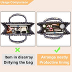 Doxo Purse Organizer Insert, Felt Bag Organizer Insert with Zipper, Perfect for Lv Onthego GM 40 & D Book Tote Large (Black-With Cover)