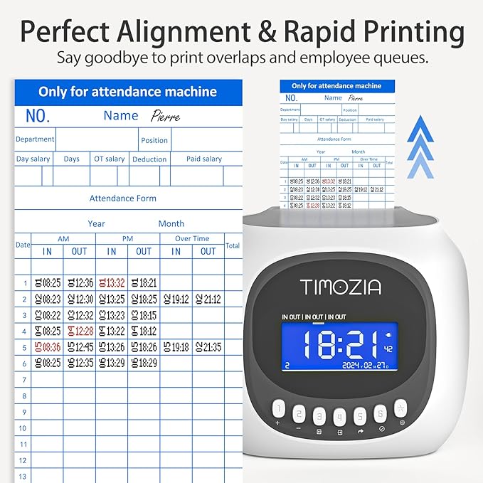 Time Clocks for Employees Small Business, Auto-Align Time Clock, 6 Punches per Day | Clock in Time Machine for Employees with 1 Ink Ribbon(Inside) and 50 Time Cards