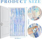 5 Pack Foil Curtain Backdrop Iridescent Metallic Tinsel Foil Fringe Curtains Photo Booth Props for Birthday Wedding Engagement Baby Shower Bachelorette Christmas Holiday Celebration Party Decorations