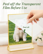 8 Pack 5x7 Gold Acrylic Sign Holders, Double Sided Picture Frame Stands Vertical, Clear Wedding Table Numbers Frames for Photo Display, Restaurant Menu, Flyers
