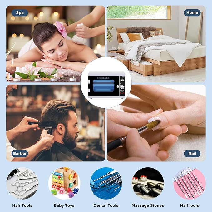 Yofuly Dual Lamp Sterilizer, 12L Large Sterilizer for Nail Tools, Multi-Functional Nail Cleaning Box, Large Capacity Cleaning Cabinet for Home Use, Barbers, Beauty Salons, and Spas